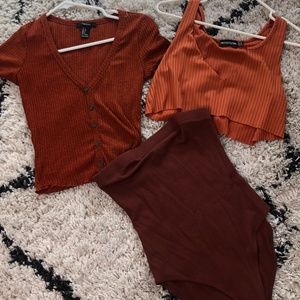 Burnt orange crop tops